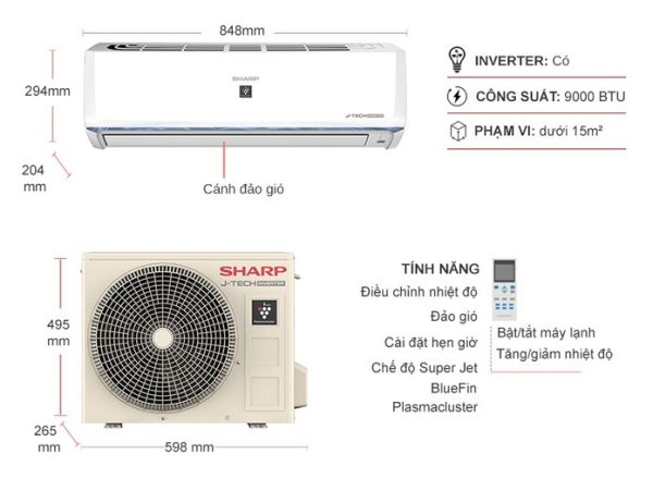 Máy lạnh Sharp Inverter 2 HP AH-X18ZEW